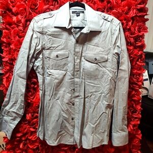 Marc Anthony Men's Grey Slim Fit Dress Shirt Size Medium